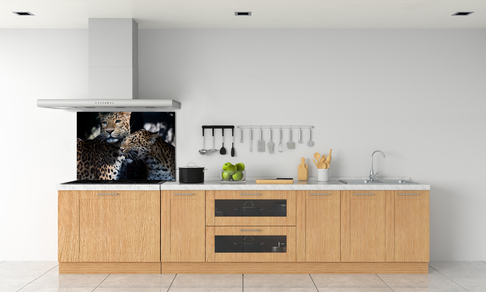 Glass splashback Two leopards