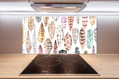 Cooker splashback Colorful feathers