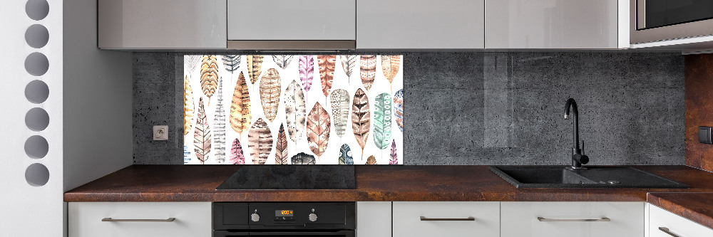 Cooker splashback Colorful feathers