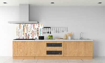 Cooker splashback Colorful feathers