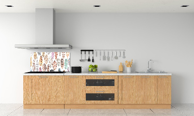 Cooker splashback Colorful feathers