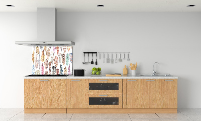 Cooker splashback Colorful feathers