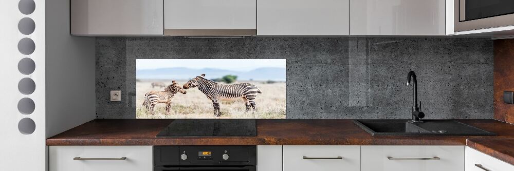 Cooker splashback Zebra in the mountains