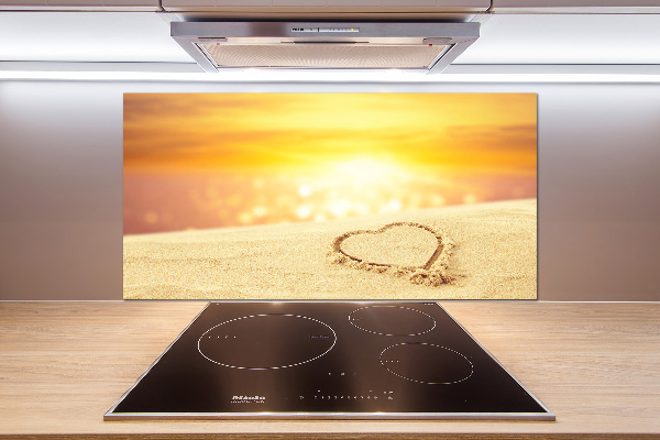 Cooker splashback Heart in the sand