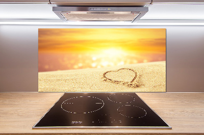 Cooker splashback Heart in the sand