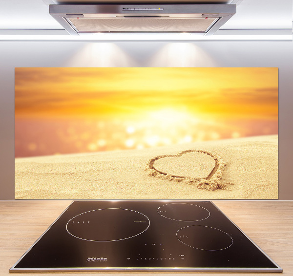 Cooker splashback Heart in the sand