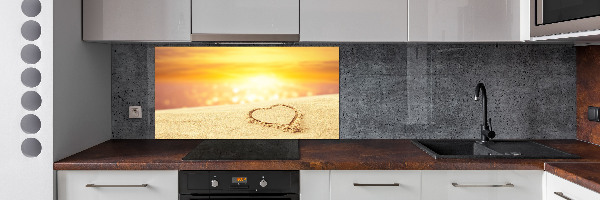 Cooker splashback Heart in the sand