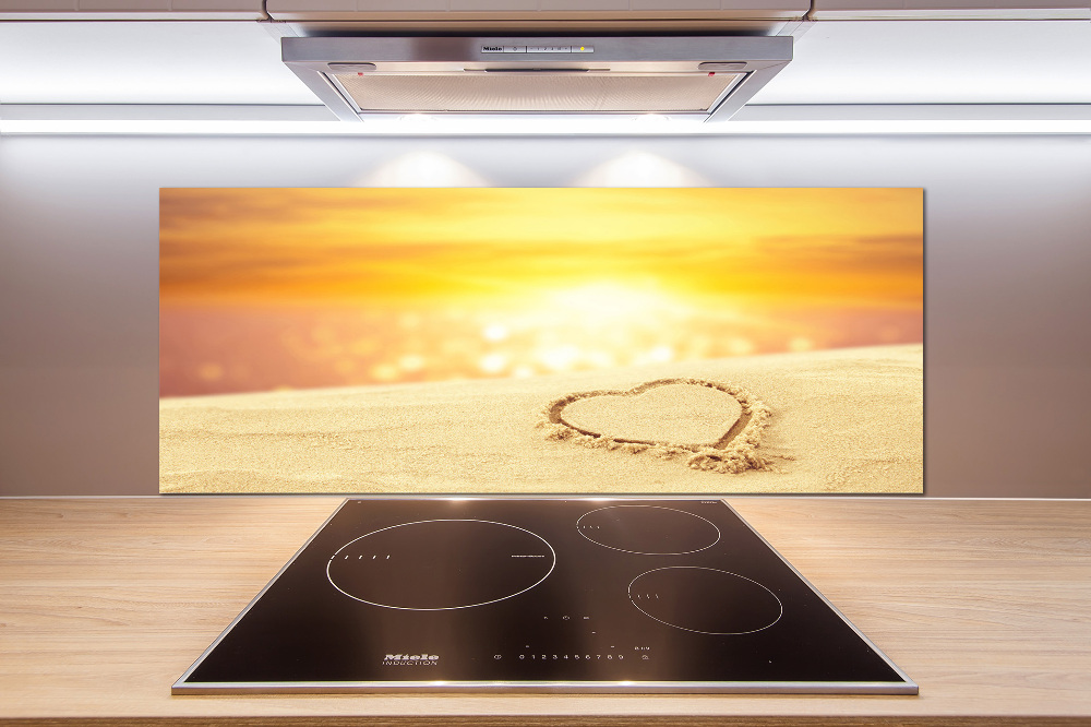 Cooker splashback Heart in the sand