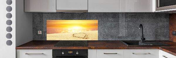 Cooker splashback Heart in the sand