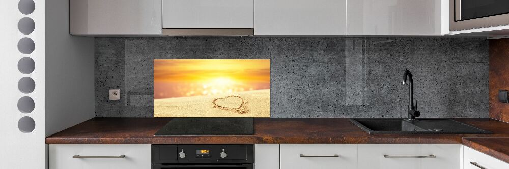 Cooker splashback Heart in the sand