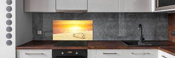 Cooker splashback Heart in the sand