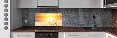 Cooker splashback Heart in the sand