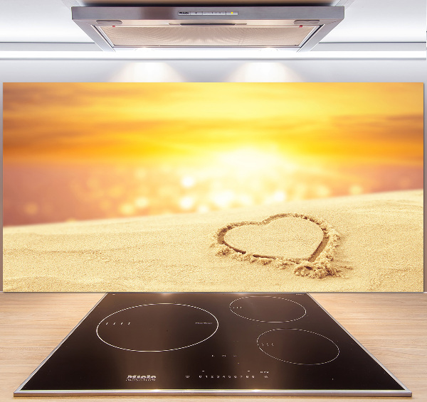 Cooker splashback Heart in the sand