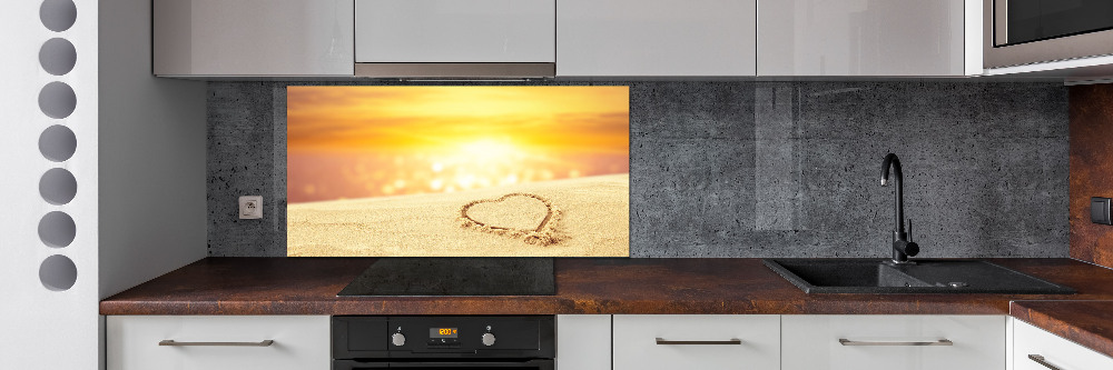 Cooker splashback Heart in the sand