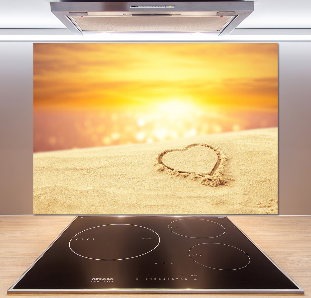 Cooker splashback Heart in the sand