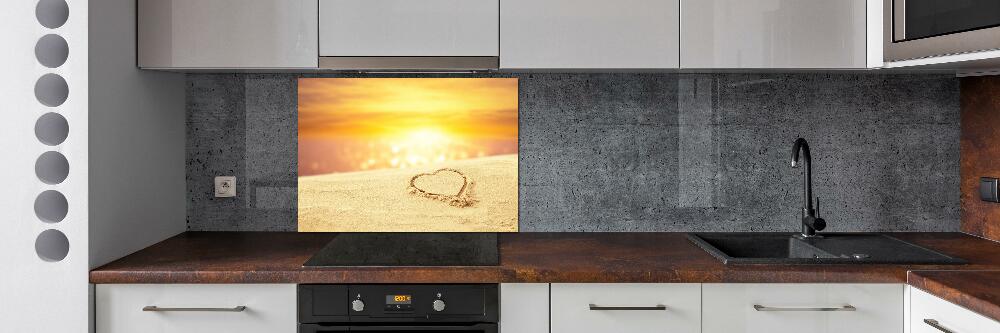 Cooker splashback Heart in the sand