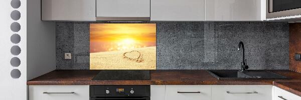 Cooker splashback Heart in the sand