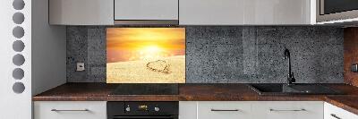 Cooker splashback Heart in the sand