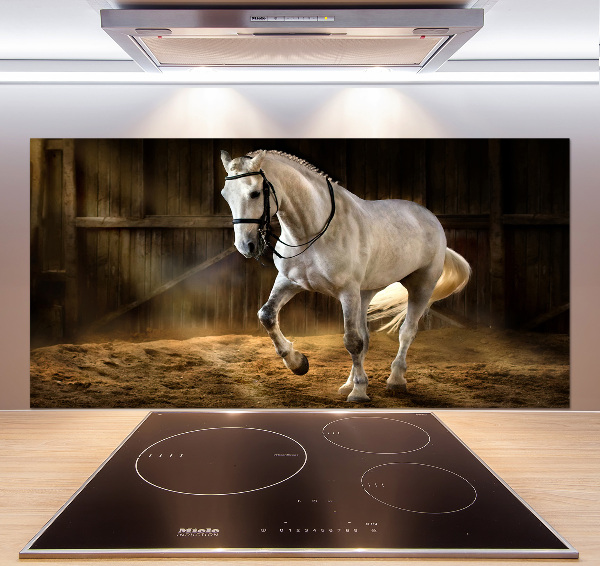 Cooker splashback White horse in the stable