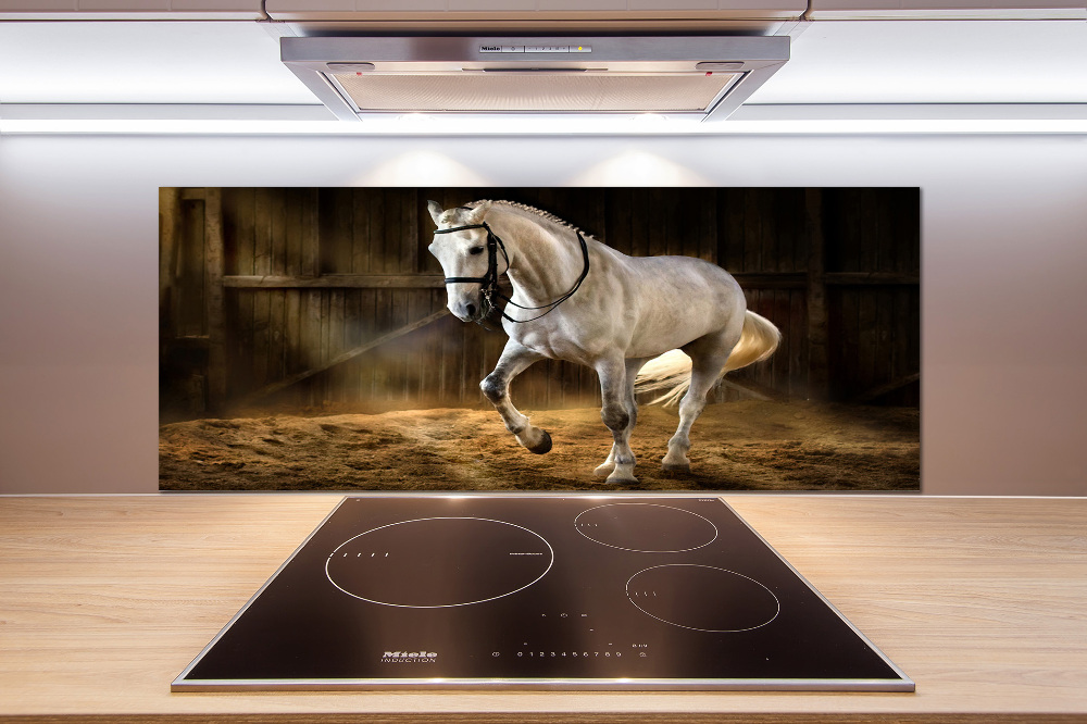 Cooker splashback White horse in the stable