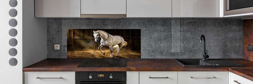 Cooker splashback White horse in the stable