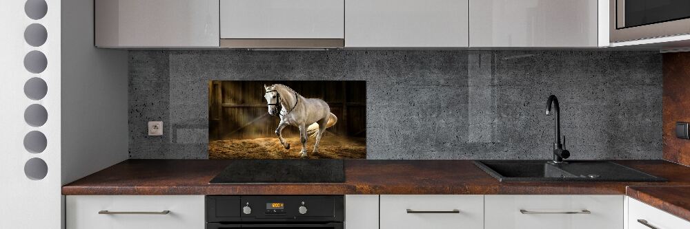 Cooker splashback White horse in the stable