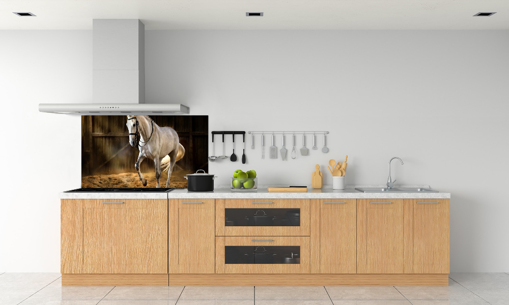 Cooker splashback White horse in the stable