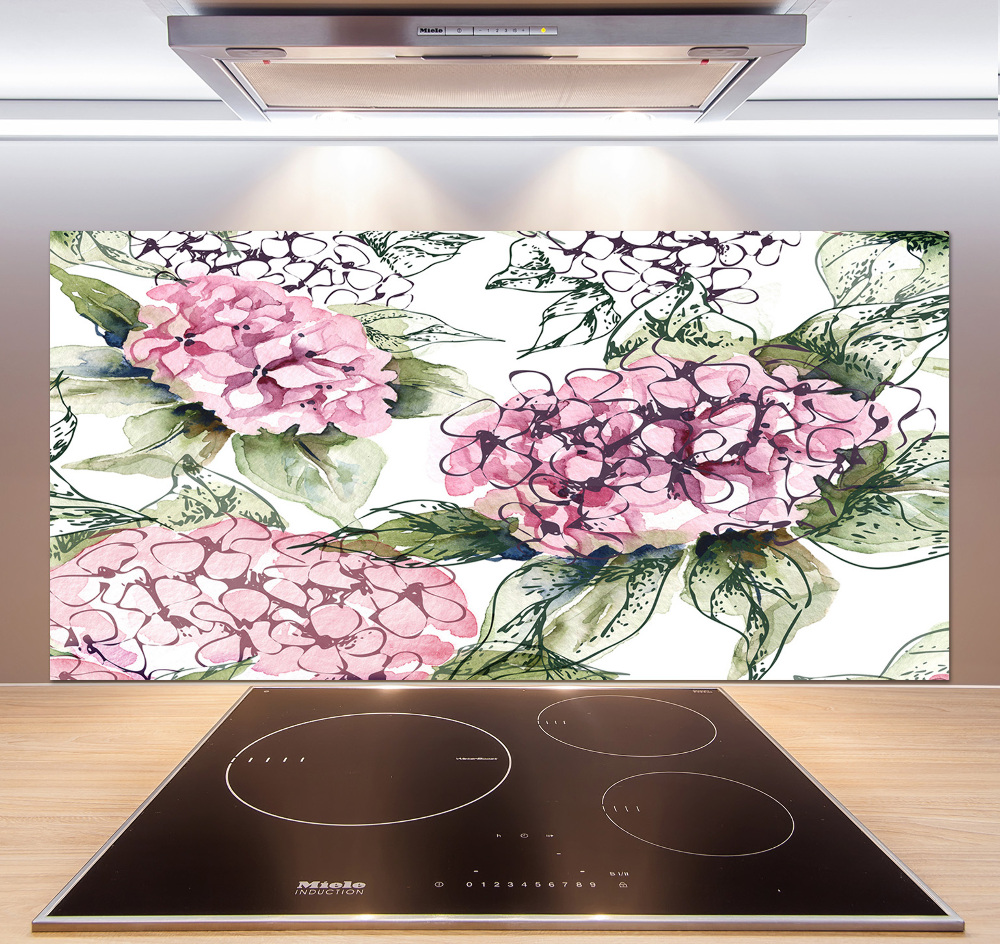 Cooker splashback Hydrangea