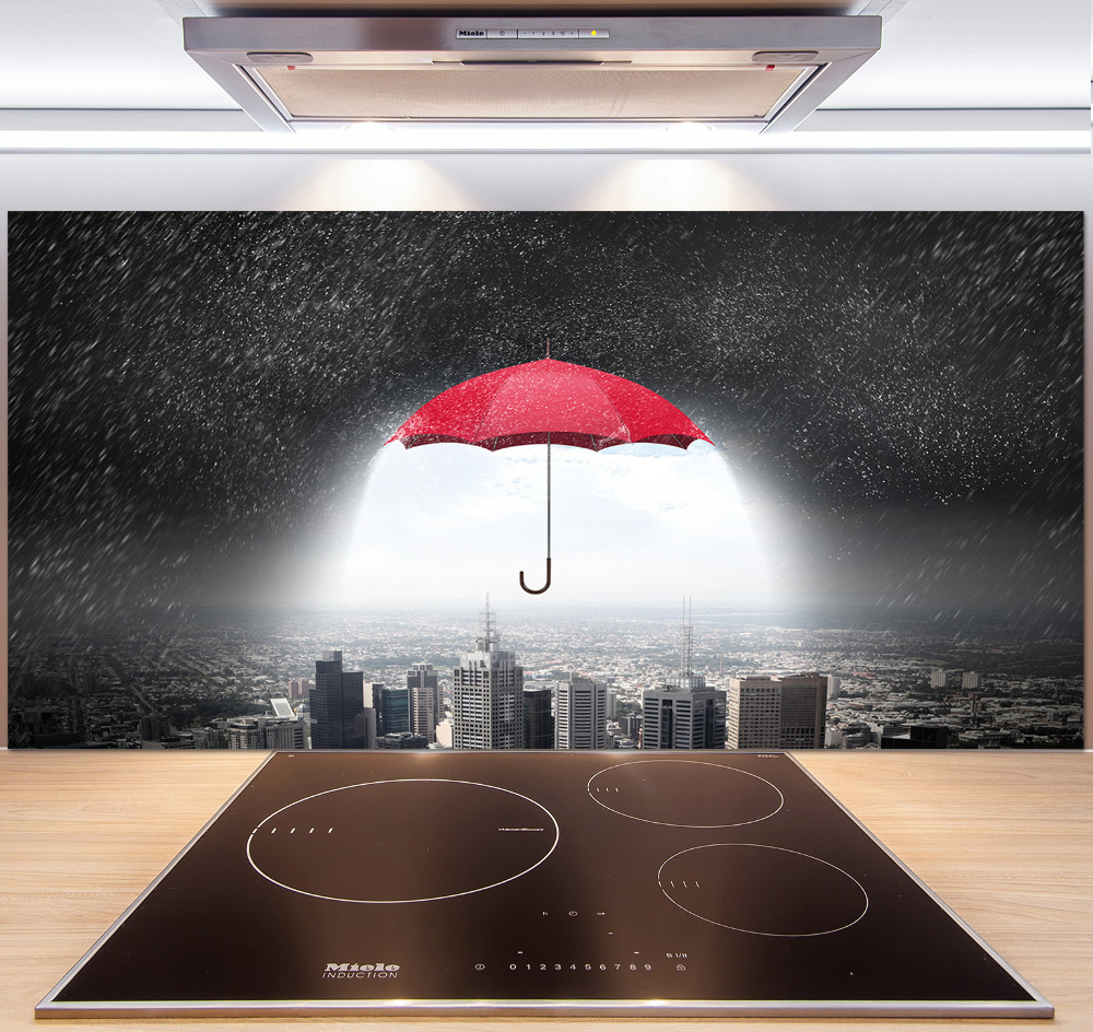 Cooker splashback Umbrella above the city