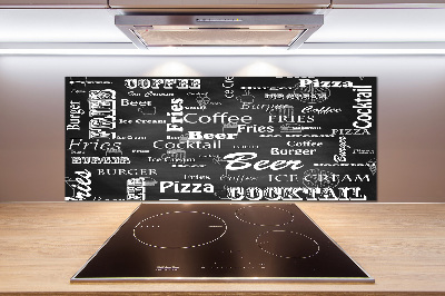 Cooker splashback Menu in the restaurant