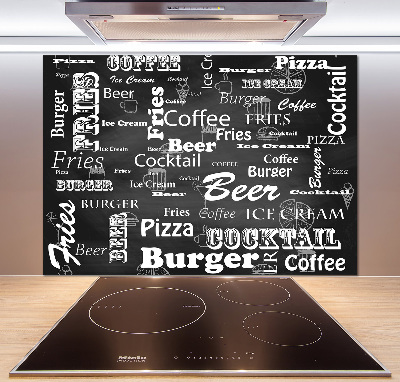 Cooker splashback Menu in the restaurant