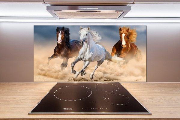 Cooker splashback Horses in the desert