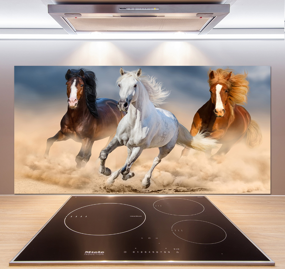 Cooker splashback Horses in the desert