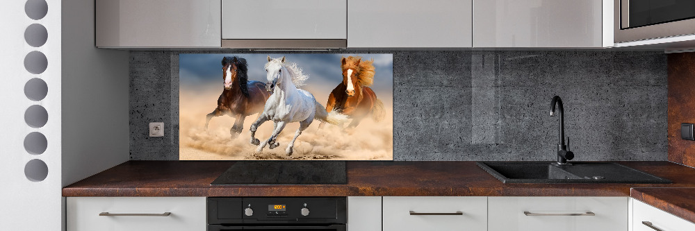 Cooker splashback Horses in the desert