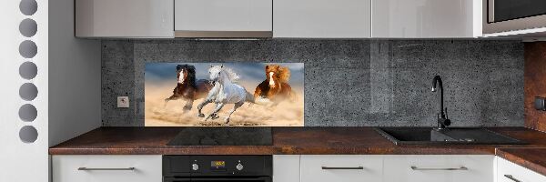 Cooker splashback Horses in the desert