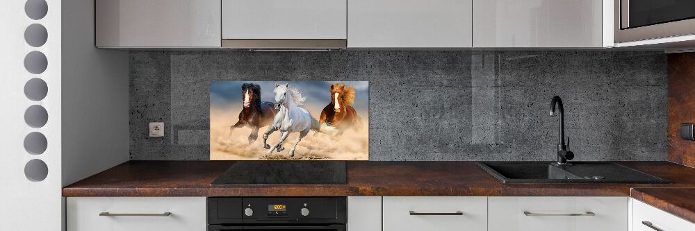 Cooker splashback Horses in the desert