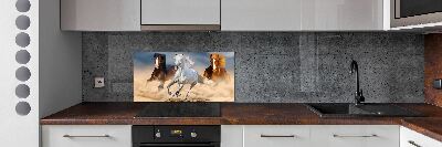 Cooker splashback Horses in the desert