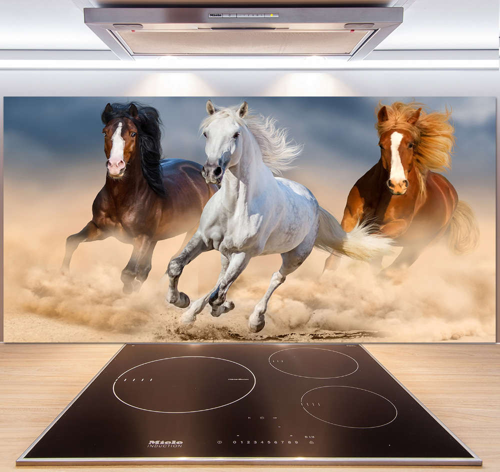 Cooker splashback Horses in the desert