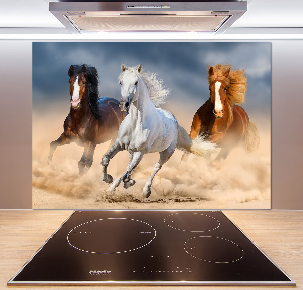 Cooker splashback Horses in the desert