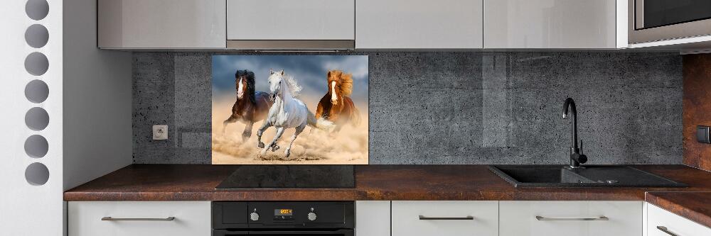 Cooker splashback Horses in the desert