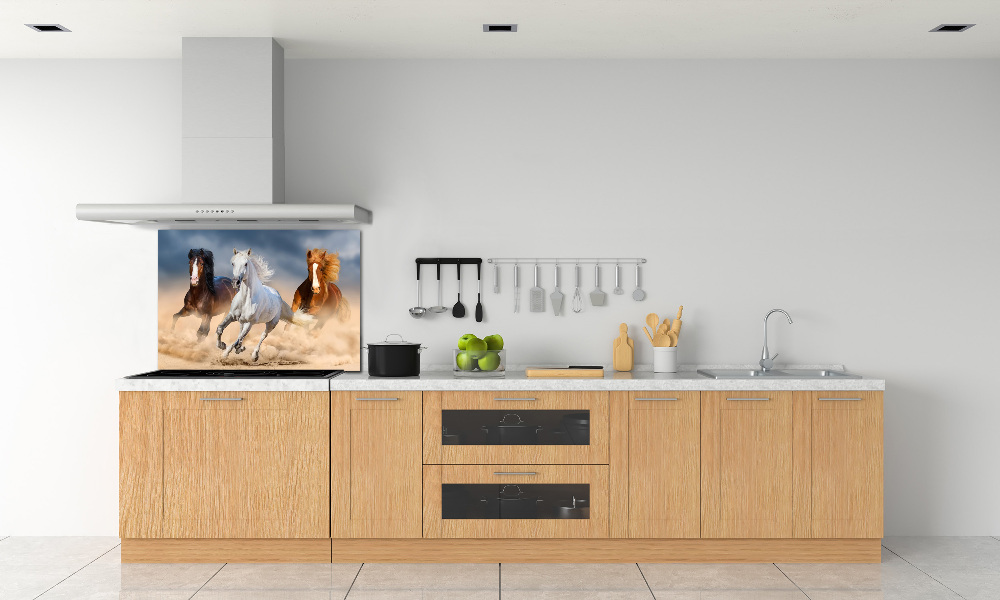 Cooker splashback Horses in the desert