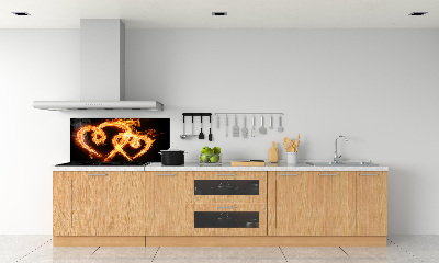 Glass splashback Fiery hearts