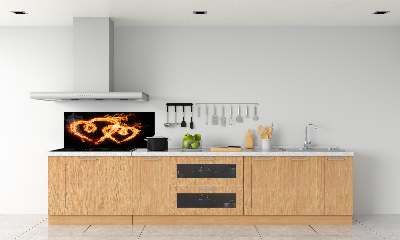 Glass splashback Fiery hearts