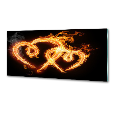 Glass splashback Fiery hearts