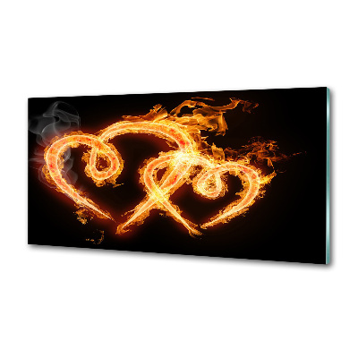 Glass splashback Fiery hearts