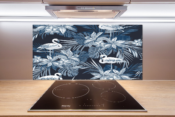 Kitchen wall panels Flamingos and plants