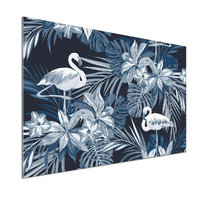 Kitchen wall panels Flamingos and plants