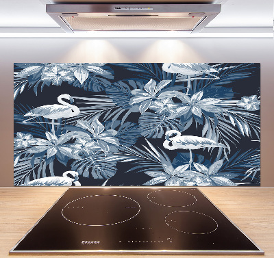 Kitchen wall panels Flamingos and plants