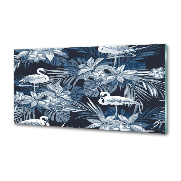 Kitchen wall panels Flamingos and plants