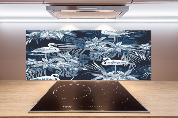 Kitchen wall panels Flamingos and plants